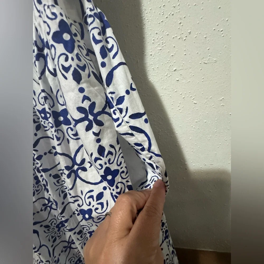 J. Crew factory blue and white Poplin corset midi dress Size 6 - Picture 13 of 14